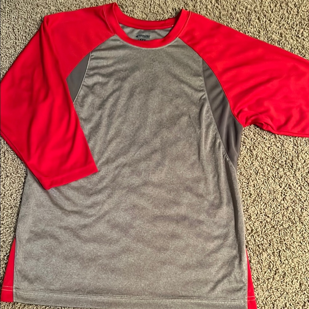 Red and Gray Raglan Sleeve Shirt